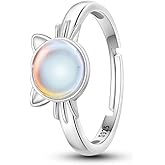 TINSLO 925 Sterling Silver Ring Moon Star Rings as Gifts for Women Colorful Cubic Zirconia Crown Rings