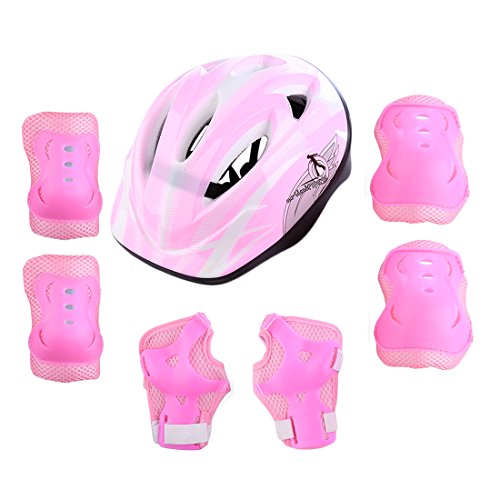 RuiyiF 7PCS Kids Protective Gear Set for Skateboarding Biking Skating, Adjustable Helmet Elbow Wrist and Knee Pads for Kids 5-8 - Thumbnail 6