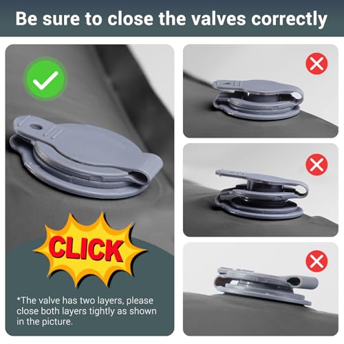 Elegear Colchon Inflables Matrimonial Camping, 14CM Ultra-Thick Colchón Inflable para 2 Personas con Bomba de Pie, Colchón de Aire Autohinchable para Acampar Mochileros Senderismo Tiendas,Gris