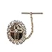 CTM Men's Rhinestone Cross Tie Tack Pin, Gold