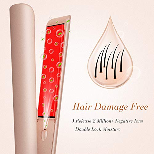 Hair Straightener,ElleSye Ceramic Flat Iron for Hair with Dual Voltage & Salon High Heat 450,Rounded Hair straightener and Curler with Negative Ion for Protecting Hair
