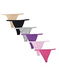 Nabtos Intimates - Ropa interior transpirable, tangas con tira de algodón, bragas para mujer, lencería sexy (6 unidades)