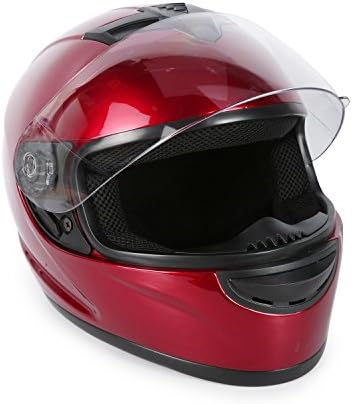Full Face Motorcycle Helmet DOT Approved with Flip Up Visor Scratch-Resistant Anti-Fog Street Bike Helmets (Medium, red-M)