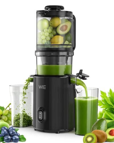 WIE Extractor de Zumos y Verduras 135 mm Boca Ancha, Slow Juicer 300W Prensado en Frío, Capacidad 2,2 L, Licuadora Prensado en Frío para Frutas y Verduras Enteras, Fácil Montaje y Limpieza, Sin BPA