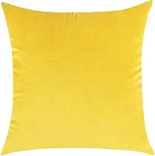 Ling @ Creative Individuality Throw Pillow Case Decorative Pillows Cushions for Comfortable Sofa Bed Car An idyllic cotton Velvet solid color simple to remove wash,60x60cm (Hood + pillow),H20 Yellow