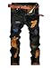 YTD Mens Distressed Ripped Biker Slim Jeans Stretched Moto Denim Pants (W36(Tag 38), Gold)