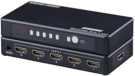 HDMI Switch 4K, Goodes 5 Ports HDMI Switch Box with Remote and AC Power Adapter for PS4 Xbox Fire Stick, Roku, Nintendo Switch, Apple TV, Blu-ray, Laptop (5 hdmi Switch)