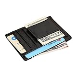 Cool-Shop Genuine Men's Leather Durable Slim Wallets, Magnetic Money Clip Wallet Set, Mini Card Holder (Black)