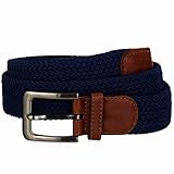Luxury Divas Navy Blue Gunmetal Buckle Leather Tip Braided Belt Size X-Large