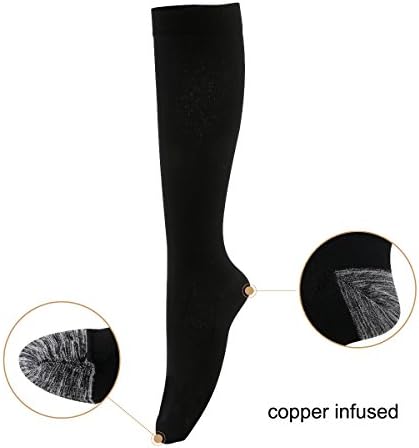 Compression Socks Copper Infused Knee High Support Stockings 15-20 mmHg Graduated compression for Running, Travel, Flight, Nurse, Pregnancy, Sports, Maternity, Recovery Support, Women and Men