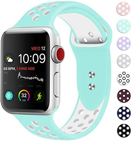 Booyi Sport Band for Apple Watch 38mm 40mm 42mm 44mm, Sport Bands Soft Silicone Wristband Replacement Compatible for iWatch Apple Watch Series 4,3,2,1 Nike+,Sport,Edition-S/M M/L