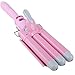 3 Barrel Curling Iron, PrettyQueen Fast Heating Curlers for Long Hair Waving Irons with LCD Display Hair Crimping Ceramic Curling Irons, Pink