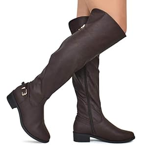 Premier-Standard-Womens-Strappy-Buckle-Over-Knee-High-Boots-Low-Heel-Sexy-Zipper-Walking-Boots