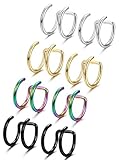 Jstyle 4-12 Pcs Mens Womens Stainless Steel Ear Cuff Earrings Cartilage Earrings Hoop Lip Ring Clip On Non-Pierced