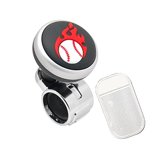 BaseBall Flame Logo Car Steering Wheel Power Handle Spinner Suicide Accessory Knob Non-slip Pad (Baseball Logo)