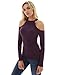 PattyBoutik Women Halter Cold Shoulder Keyhole Back Blouse (Dark Purple Small)
