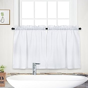 NANAN Tier Curtains,Waffle Weave Textured Short Curtain for Bathroom Waterproof Window Covering Kitchen Cafe Curtains - 30
