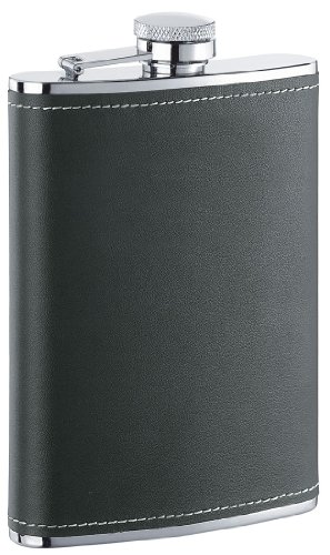 Visol eclipse leather liquor flask, 6-ounce, black