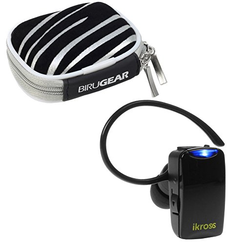 iKross Mini Wireless Bluetooth Handsfree Headset + Bluetooth Headset Case - 10 Color Available for LG Logos, Escape 2, Lancet, Leon, G Stylo, G4 and more Cellphone Smartphone Tablet