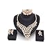 Everrich Crystals Bridal Flower Circle Tear Drop Rose Gold Plated Earring Necklace Wedding Engagement Jewelry Sets,4 Pairs