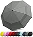EEZ-Y Travel Umbrellas for Rain - Wind Resistant w/Open Close Button - Grey