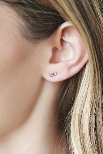 Baguette Stud Earrings, white Swarovski crystals