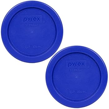 Pyrex 7202-PC Round 1 Cup Storage Lid for Glass Bowls (2, Cobalt Blue)