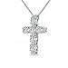 GemStar USA Sterling Silver Round-Cut Cross Necklace Made with Swarovski Zirconia