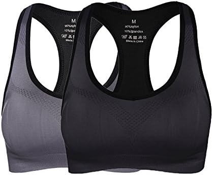 Beauties Sports Bra Black Comfort For Women Push Up High Impact Yoga Clothing (Medium, Black&Grey)