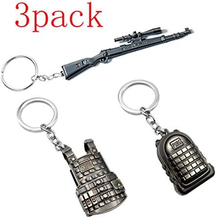 PUBG Gifts Souvenir Model Key Chain Accessories,Key Ring-98K+Package+Armor Metal Model for PUBG Fans