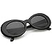 zeroUV - Bold Retro Oval Mod Thick Frame Sunglasses Clout Goggles with Round Lens 51mm (Black/Smoke)