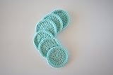 Crochet cotton facial scrubbie, face scrub, face spa, make up remover in aqua, washcloth