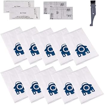 I-clean 10 Packs Replacement Miele AirClean 3D Efficiency GN Dust Bags,10123210 GN Vacuum Bags, with 2 Motor Protection Filter, 2 AirClean Filter and A Free Cleaning Brush