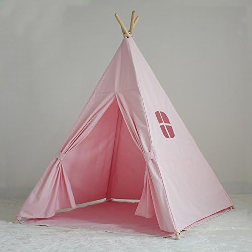 Children's Canvas Teepee Playhouse Tent - 100% Cotton - New Zealand Pine Wood Pole Imported (Pink)