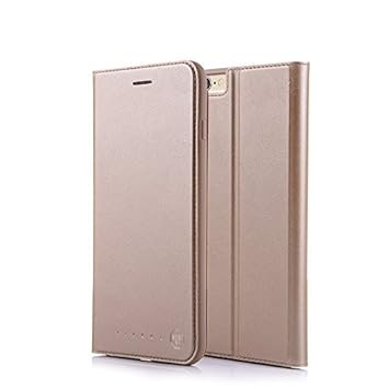 Nouske iPhone 6 Plus/6S Plus Hülle 5.5 Zoll Stand Etui with Karte Halterung Leder Wallet Klapphülle Flip Book Case TPU Cover Bumper Tasche Ultra Slim, Gold