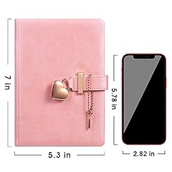 Heart Shaped Lock Diary with Key for Girls PU