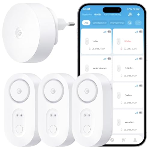 GoveeLife Upgrade Smarter Wassermelder 1s mit Hub, 3 Wassersensoren
