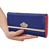 Jastore Lady Women Crown Clutch Leather Long Wallet Card Holder Purse