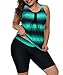 Lalagen Womens Plus Size Racerback Tankini Set Two Piece Swimsuit Green XXXL