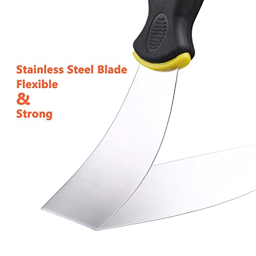 Unime 4 Pieces Stainless Steel Putty Knife Set, Includes 1-1/2 Inch Putty Knife, 3 Inch Wall Scraper, 4 Inch Drywall Flexible Steel Taping Knife, 6 Inch Taping Knife