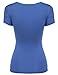 Zeagoo Women's Cross-front V Neck Pullover T-Shirt Ruched Blouse, B_blue, Medium