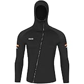 Wetsuit Top Men's 1.5Mm, Hooded Neoprene Wetsuits Jacket with Long Sleeve Front Zipper for Diving Surfing Swimming Snorkeling