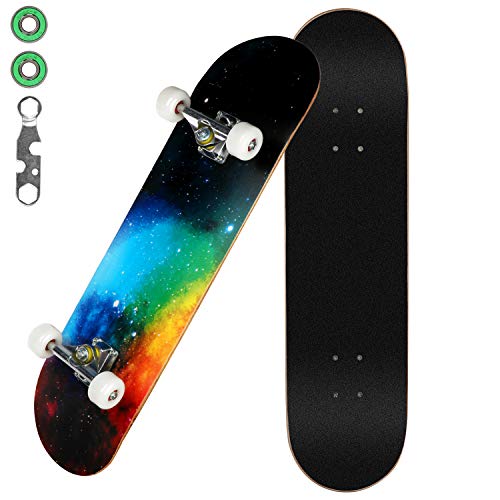 E EVERKING Skateboard 7 Layers Decks 31"x8" Pro Complete Skate Board Maple Wood Longboards for Teens Adults Beginners Girls Boys Kids - Thumbnail 7