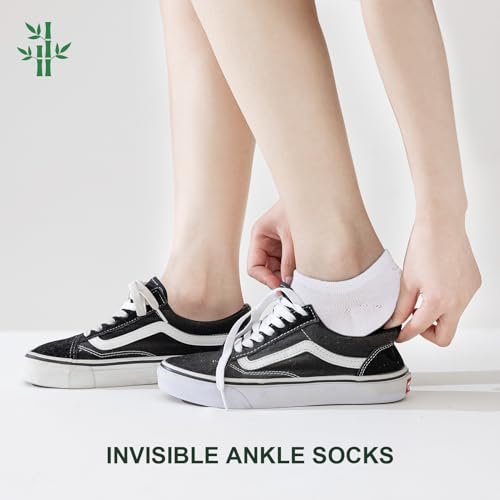 Niofind Bamboo Trainer Socks for Womens and Mens, No Show Ankle Socks Low Cut Invisible Non Slip Liner Socks Multipack Casual Footies for Sneaker Loafers and Boat Shoes