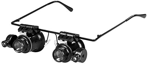 2 PCS 20X Magnifier Eye Glasses Magnifying Eyewear Lighting Microscope LED Light Glasses Loupe Lens for Jeweler Watch Repair Tool