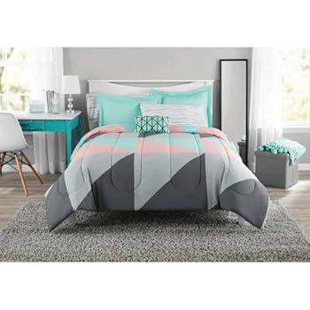 Amazon.com: Adorable 4pc Teal Gray and White Reversible