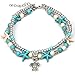 CrazyPiercing Boho Anklet Bracelet, Blue Starfish Ankle Multilayer Beach Foot Chain with Turtle Charm Anklet for Women and Girls