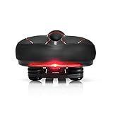 HaloVa Bike Seat with Waterproof Safety Taillight, Comfortable Wide Mountain Bicycle Saddle Cushion for Cycling, Soft and Breathable