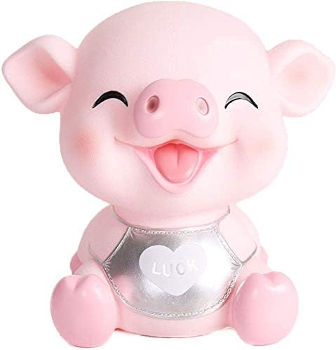 貯金箱 豚 ラッキー アイテム おもしろ おしゃれインテリア 飾り 雑貨 オブジェ バンク コイン お金 マネー キャッシュ ボックス 可愛い 誕生日 プレゼント ピンク Luck