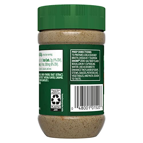 KNORR ZERO SALT POWDER BOUILLON NATURAL BEEF FLAVOR BOUILLON FOR SAUCES, GRAVIES AND SOUPS, WITH NO ARTIFICIAL FLAVORS OR PRESERVATIVES 2.6 OZ
